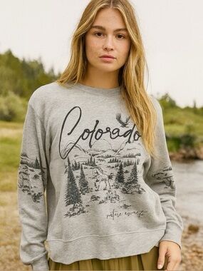 Avra Grey Colorado Embroidered Sweatshirt